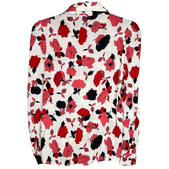 Pinko blouse floral button down shirt women’s size 2 red white black - Picture 2 of 5
